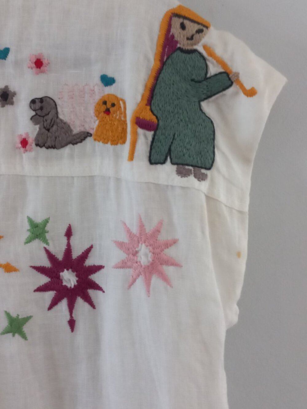JOHNNY WAS embroidered linen mini dress tunic - Picture 9 of 15